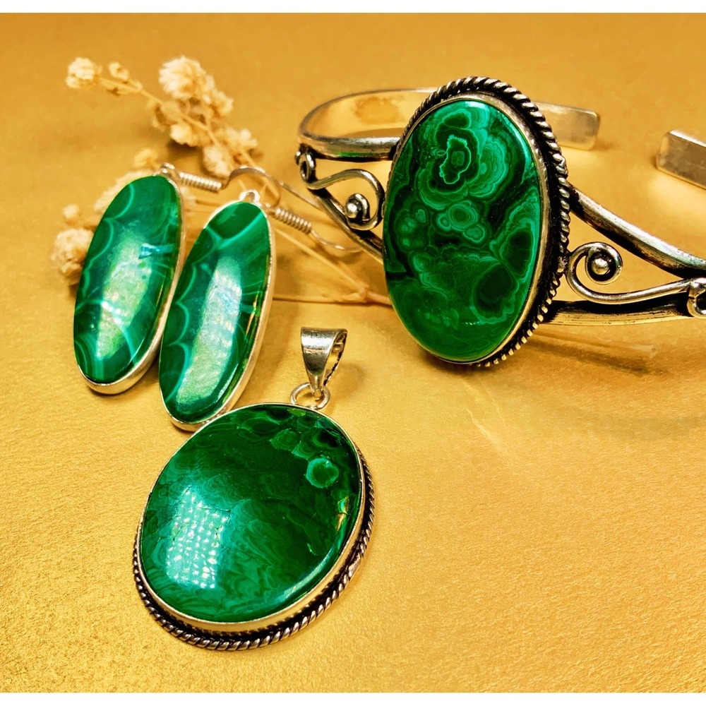 Magnificent Malachite Trio Statement Set‎